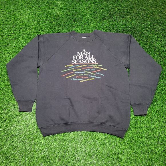 Vintage 90s "A Man For All Seasons" Funny Sweatshirt Mens XL Dad Joke - Picture 1 of 8